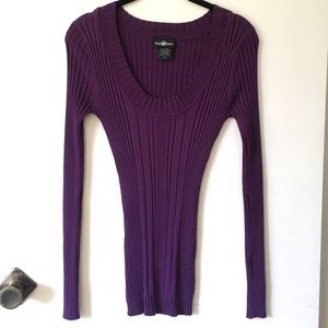 Purple Scoop Neck Sweater